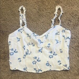 Floral Blue and White Women's Top